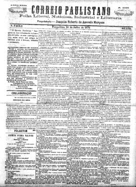 Correio paulistano [jornal], [s/n]. São Paulo-SP, 25 jul. 1876.