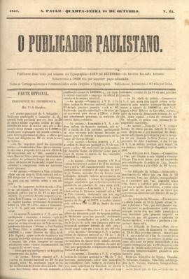 O Publicador paulistano [jornal], n. 25. São Paulo-SP, 28 out. 1857.