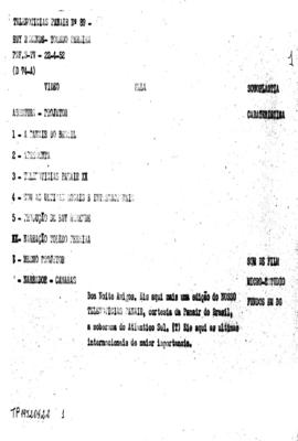 TV Tupi [emissora]. Telenotícias Panair [programa]. Roteiro [televisivo], 22 abr. 1952.