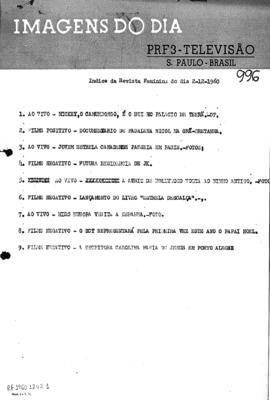 TV Tupi [emissora]. Revista Feminina [programa]. Roteiro [televisivo], 02 dez. 1960.