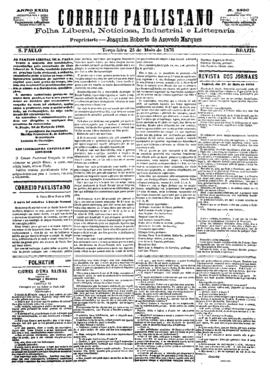 Correio paulistano [jornal], [s/n]. São Paulo-SP, 23 mai. 1876.