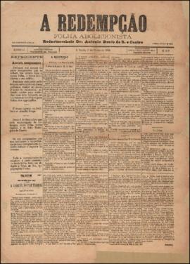 A Redempção [jornal], a. 2, n. 117. São Paulo-SP, 01 mar. 1888.