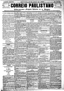 Correio paulistano [jornal], [s/n]. São Paulo-SP, 14 abr. 1883.