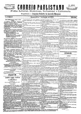 Correio paulistano [jornal], [s/n]. São Paulo-SP, 07 jun. 1876.