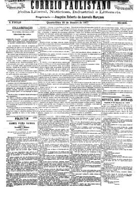 Correio paulistano [jornal], [s/n]. São Paulo-SP, 10 jan. 1877.