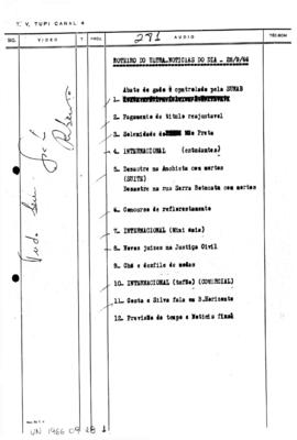 TV Tupi [emissora]. Ultra Notícias [programa]. Roteiro [televisivo], 28 set. 1966.