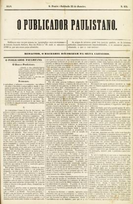 O Publicador paulistano [jornal], n. 124. São Paulo-SP, 22 jan. 1859.