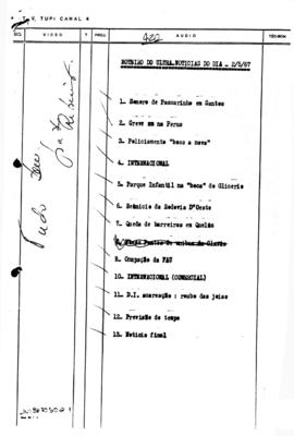 TV Tupi [emissora]. Ultra Notícias [programa]. Roteiro [televisivo], 02 mai. 1967.