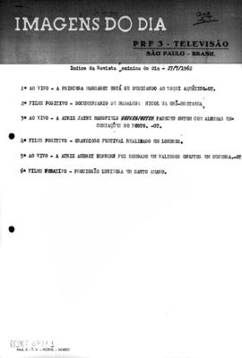 TV Tupi [emissora]. Revista Feminina [programa]. Roteiro [televisivo], 27 jul. 1962.