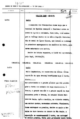 TV Tupi [emissora]. Informativo/Boletim CEESP [programa]. Roteiro [televisivo], 16 jun. 1973.