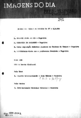 TV Tupi [emissora]. Diário de São Paulo na T.V. [programa]. Roteiro [televisivo], 04 set. 1958.