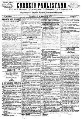 Correio paulistano [jornal], [s/n]. São Paulo-SP, 08 jun. 1877.