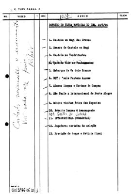 TV Tupi [emissora]. Ultra Notícias [programa]. Roteiro [televisivo], 10 jun. 1966.