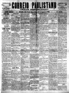Correio paulistano [jornal], [s/n]. São Paulo-SP, 12 ago. 1892.