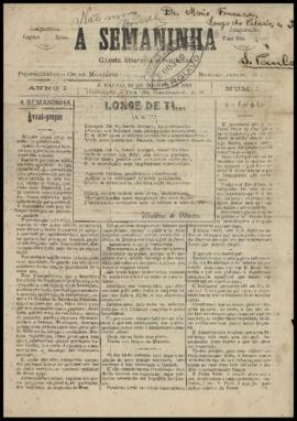 A Semaninha [jornal], a. 1, n. 1. São Paulo-SP, 16 ago. 1891.