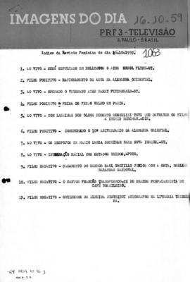 TV Tupi [emissora]. Revista Feminina [programa]. Roteiro [televisivo], 16 out. 1959.