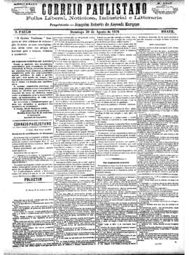 Correio paulistano [jornal], [s/n]. São Paulo-SP, 20 ago. 1876.