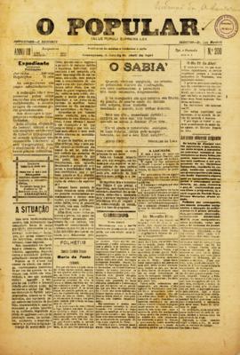 O Popular [jornal], a. 3, n. 200. Araraquara-SP, 25 abr. 1901.