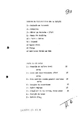 TV Tupi [emissora]. Ultra Notícias [programa]. Roteiro [televisivo], 19 abr. 1971.