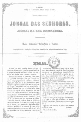 O Jornal das senhoras [jornal], a. 3, t. 5, [s/n]. Rio de Janeiro-RJ, 30 abr. 1854.