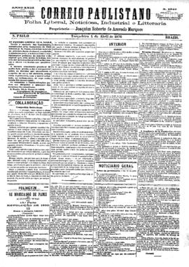 Correio paulistano [jornal], [s/n]. São Paulo-SP, 04 abr. 1876.