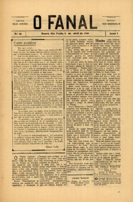 O Fanal [jornal], a. 1, n. 41. Bauru-SP, 08 abr. 1934.