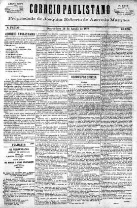 Correio paulistano [jornal], [s/n]. São Paulo-SP, 28 ago. 1878.