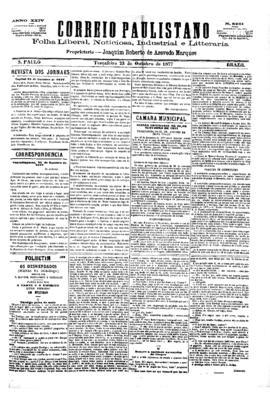 Correio paulistano [jornal], [s/n]. São Paulo-SP, 23 out. 1877.