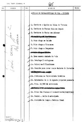 TV Tupi [emissora]. Ultra Notícias [programa]. Roteiro [televisivo], 17 mar. 1966.