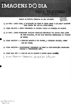 TV Tupi [emissora]. Revista Feminina [programa]. Roteiro [televisivo], 05 jul. 1960.