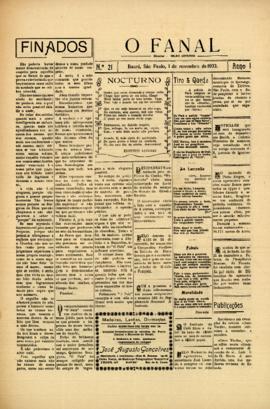 O Fanal [jornal], a. 1, n. 21. Bauru-SP, 01 nov. 1933.