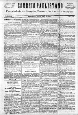 Correio paulistano [jornal], [s/n]. São Paulo-SP, 18 jul. 1878.