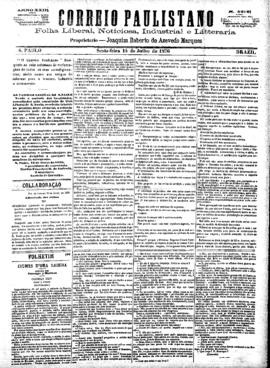 Correio paulistano [jornal], [s/n]. São Paulo-SP, 14 jul. 1876.