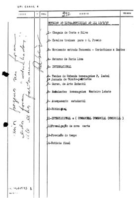 TV Tupi [emissora]. Ultra Notícias [programa]. Roteiro [televisivo], 13 mai. 1967.