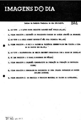 TV Tupi [emissora]. Revista Feminina [programa]. Roteiro [televisivo], 18 jul. 1960.