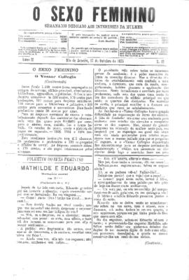O Sexo feminino [jornal], a. 2, n. 12. Campanha-MG, 17 out. 1875.