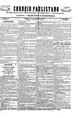 Correio paulistano [jornal], [s/n]. São Paulo-SP, 07 jul. 1877.