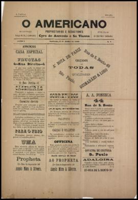 O Americano [jornal], a. 1, n. 7. São Paulo-SP, 09 jul. 1881.