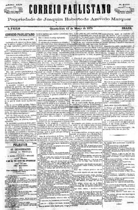 Correio paulistano [jornal], [s/n]. São Paulo-SP, 13 mar. 1878.