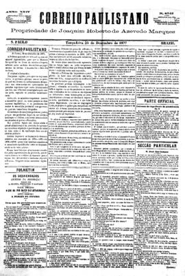 Correio paulistano [jornal], [s/n]. São Paulo-SP, 25 dez. 1877.