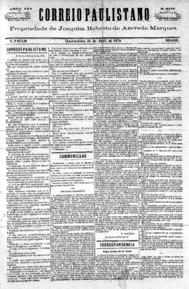 Correio paulistano [jornal], [s/n]. São Paulo-SP, 24 abr. 1878.