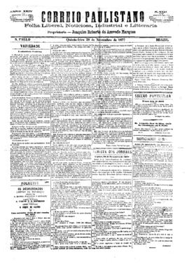 Correio paulistano [jornal], [s/n]. São Paulo-SP, 29 nov. 1877.