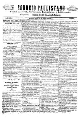 Correio paulistano [jornal], [s/n]. São Paulo-SP, 30 mai. 1877.