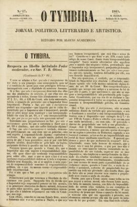O Tymbira [jornal], n. 17. São Paulo-SP, 25 ago. 1860.