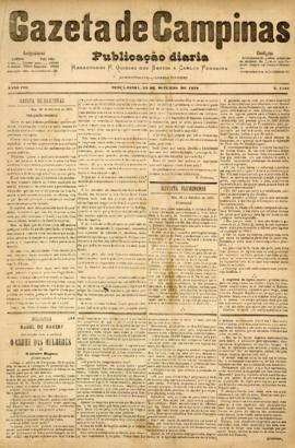 Gazeta de Campinas [jornal], a. 8, n. 1168. Campinas-SP, 30 out. 1877.