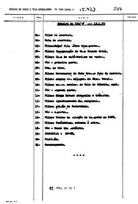 TV Tupi [emissora]. Rede Tupi de Notícias [programa]. Roteiro [televisivo], 12 jan. 1972.