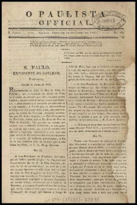 O Paulista official [jornal], n. 86. São Paulo-SP, 24 set. 1835.