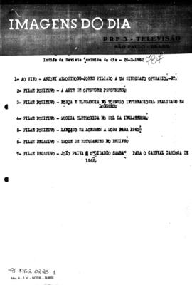 TV Tupi [emissora]. Revista Feminina [programa]. Roteiro [televisivo], 26 fev. 1962.