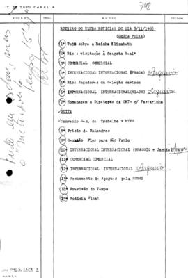 TV Tupi [emissora]. Ultra Notícias [programa]. Roteiro [televisivo], 08 nov. 1968.