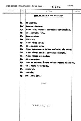 TV Tupi [emissora]. Correspondentes Brasileiros Associados [programa]. Roteiro [televisivo], 21 dez. 1971.